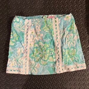 Lilly Pulitzer Green and Blue Floral Mini Skirt